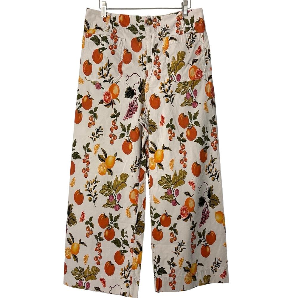 Anthropologie Maeve The Colette Cropped Wide Leg Pants Womens Size 31 Fruit